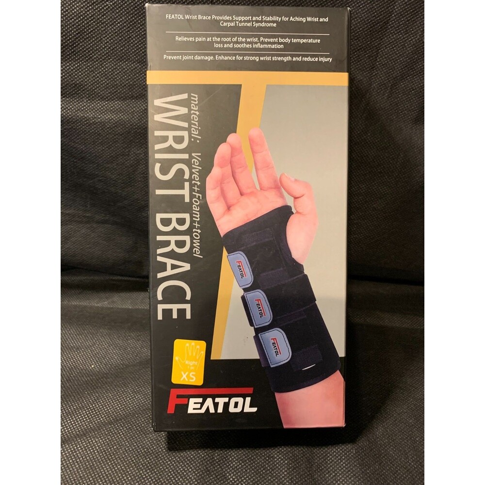 FEATOL Wrist Brace for Carpal Tunnel Adjustable Support Right Hand X-Small